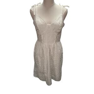 Selfie Juniors White Eyelet Dress Large Cotton Sleeveless Cute Summer Graduation